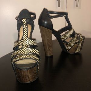 Jessica Simpson 70s inspired platform heels.